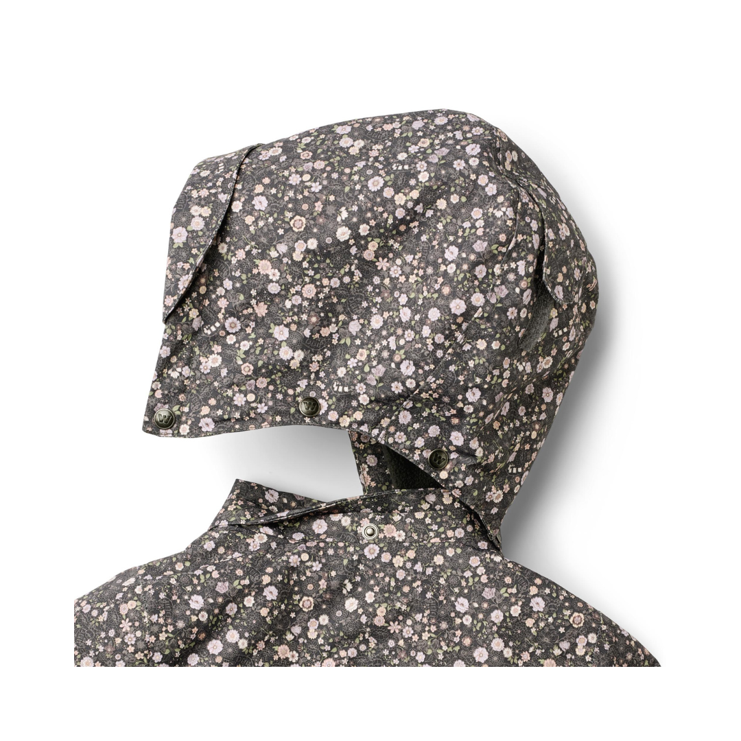 Wheat Tove teknisk jakke black sea open flowers