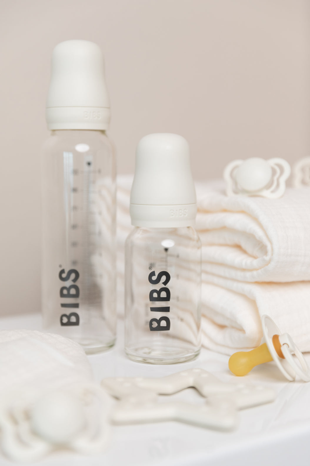 BIBS Glas sutteflaske 110 ml ivory