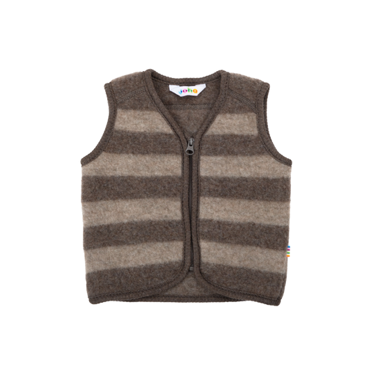 Joha Uld vest m. lynlås brun stribet