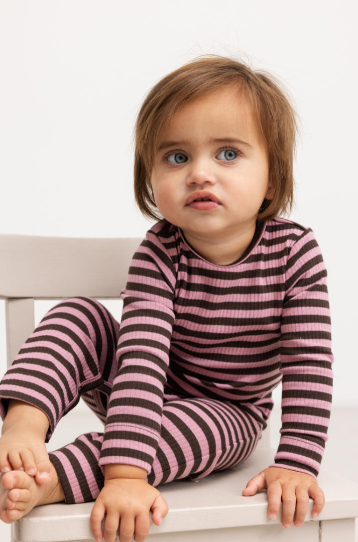 Pige med MarMar Modal body plain LS heather stripe