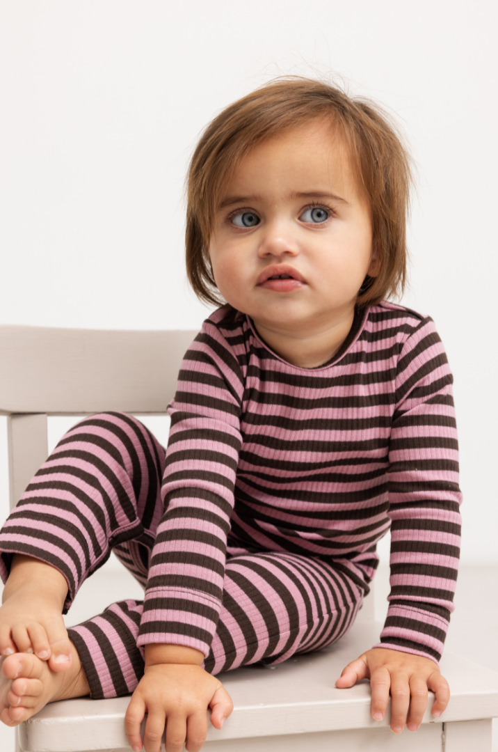 Pige med MarMar Modal body plain LS heather stripe