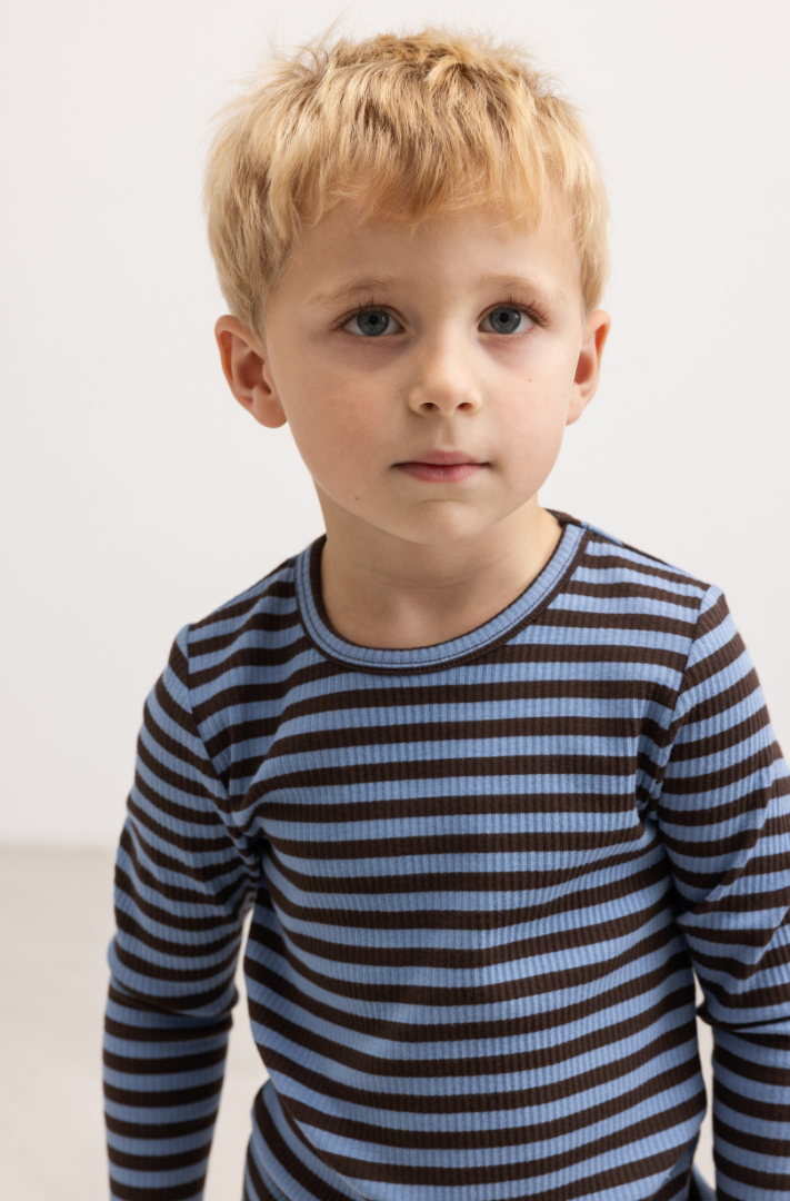 Dreng med MarMar Modal tee plain LS blue heaven stripe