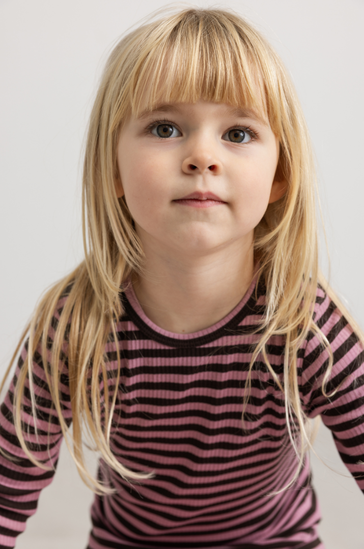 Pige med MarMar Modal tee plain LS heather stripe