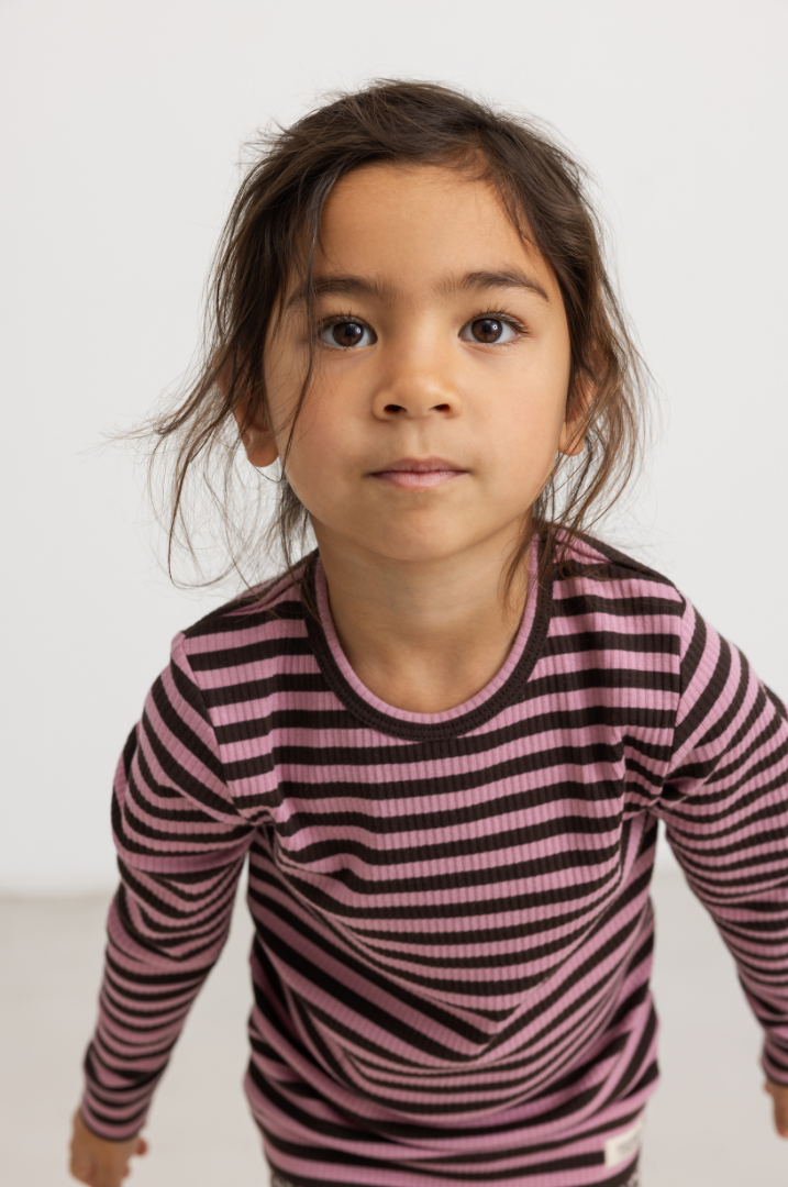 Pige med MarMar Modal tee plain LS heather stripe