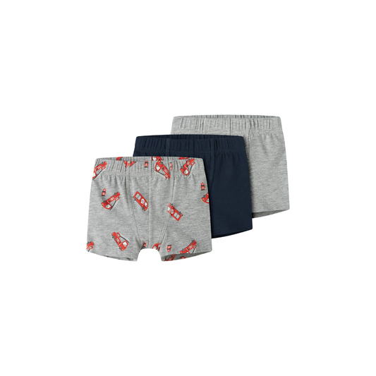 Name It Boxershorts 3 pak grey firetruck grey melange w/dark sapphire