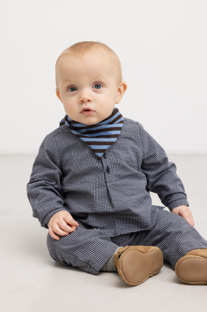 Dreng med MarMar Totoro skjorte pigeon blue check