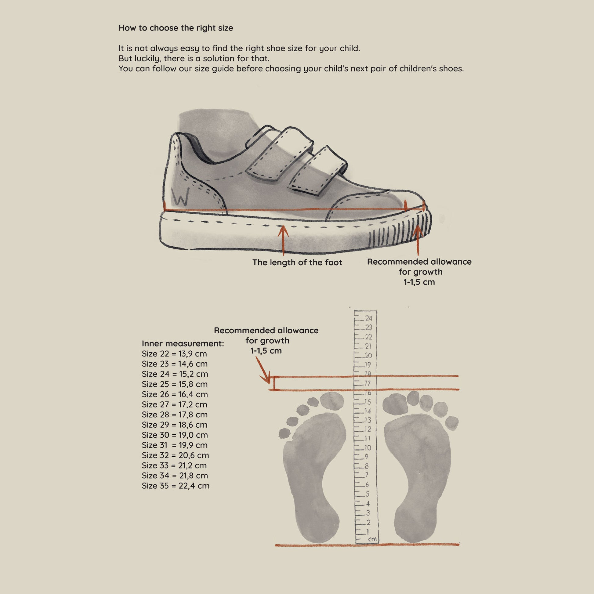 Wheat Footwear skostørrelse guide