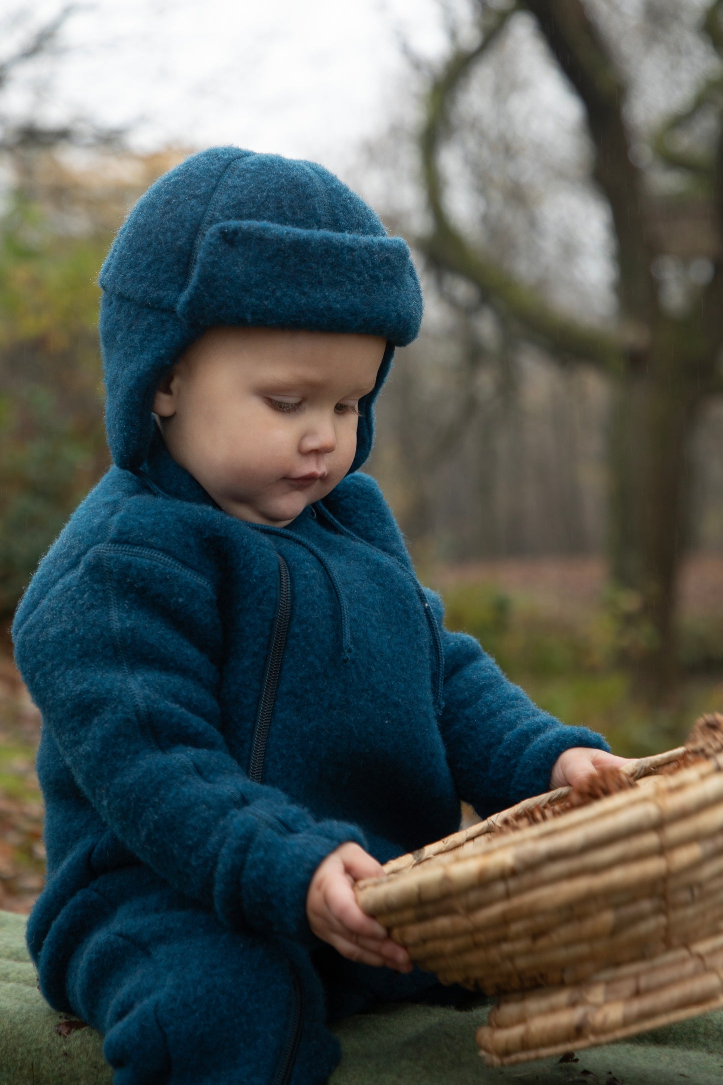Baby dreng med Joha Uld heldragt m. 2 i 1 fod turkis